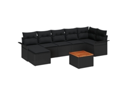 Conjunto 8 Conjunto De Sofá Modular Vidaxl Preto Vime Pe (297,5 X 132,5 X 69 Cm)