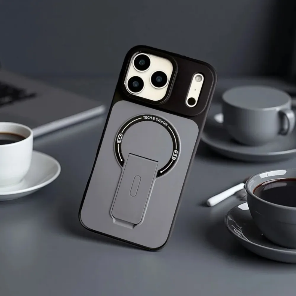 (preto, Iphone 16 Pro) Capa Protetora Reforçada Com Suporte Dobrável E Compatível Com Carregamento Sem Fio Magsafe.