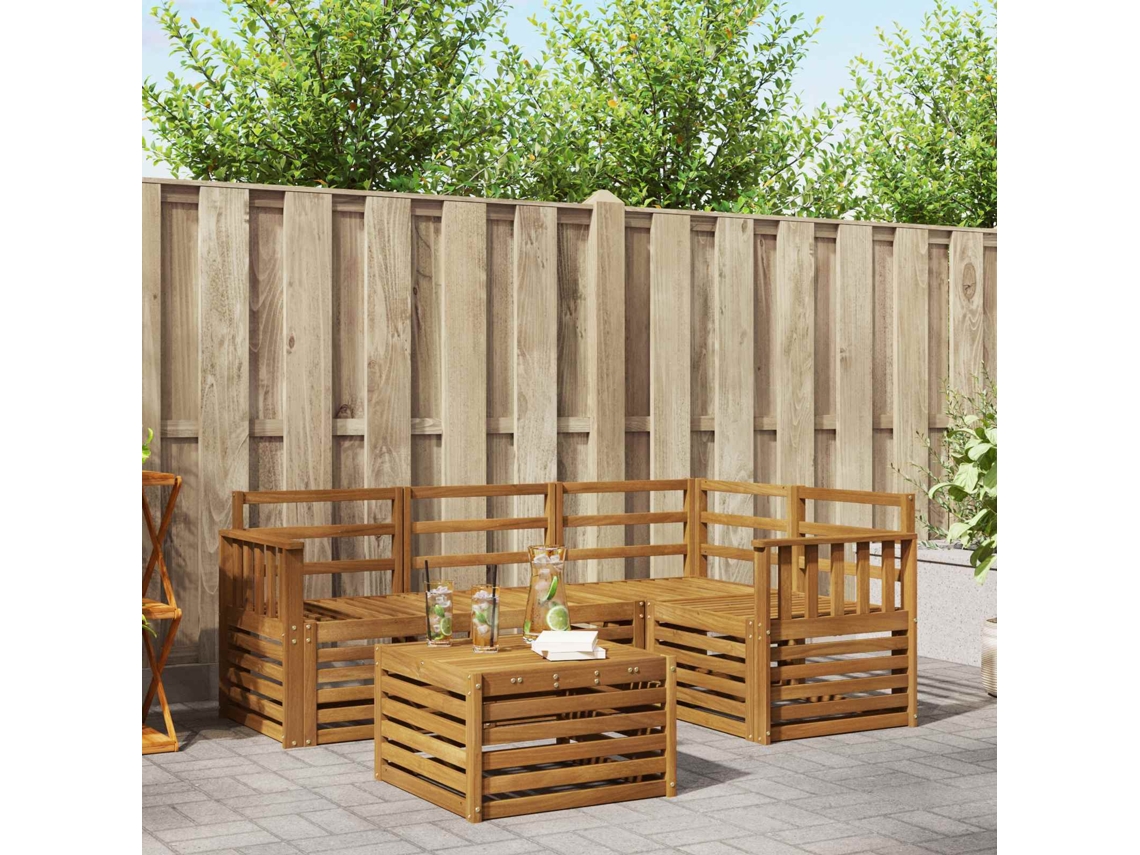 Vidaxl Conjunto De Sofás Para Exterior 5 Unid. Natural Poliéster