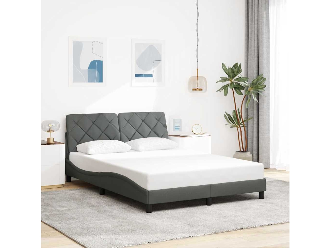 Vidaxl Estrutura De Cama Sem Colchão 120x200 Cm Tecido Cinzento-escuro