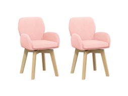 Conjunto 2 Cadeiras Giratórias Vidaxl Rosa Bouclé (54 X 58 X 87 Cm)