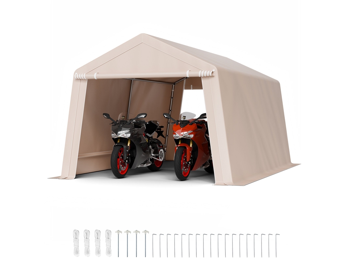 Casota De Armazenamento Exterior 305x458x246 Cm Com Duas Portas, Bege Vevor