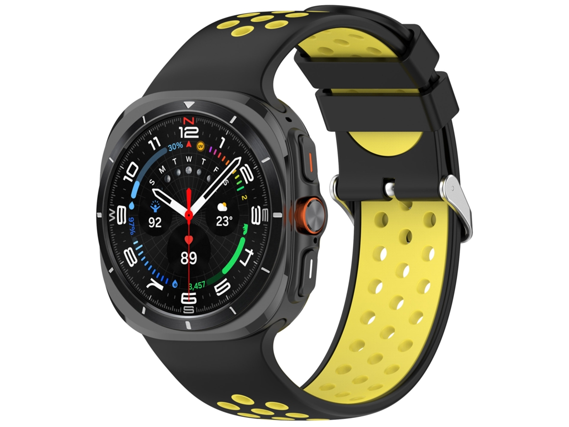 Bracelete De Silicone Para Samsung Galaxy Watch Ultra2 47mm Preto E Amarelo