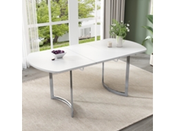 Mesa Jantar Extensível 140-180cm Pés Prateados Moderna