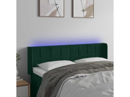 Cabeceira | Painel De Cama Cama C/ Luzes Led Veludo 147x16x78/88 Cm Verde-escuro