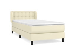 Cama com Molas e Colchão Couro Artificial Cor Creme MAISON EXCLUSIVE (100x200 cm)