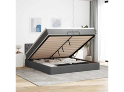 Vidaxl Estrutura De Cama Otomana Com Colchão 200x200cm Cinzento-escuro