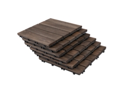 Piso Externo de Madeira kit 27 Peças,encaixe Fácil,30x30x2,5 Cm