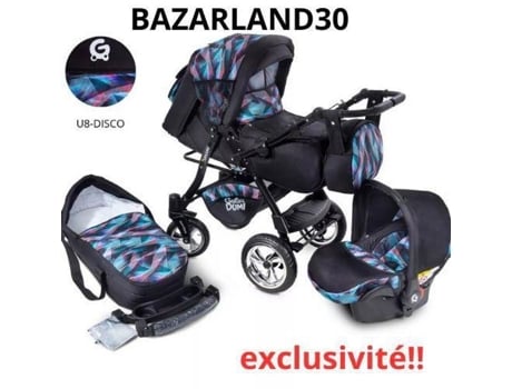 Bazarland30. Carrinho urbano 3 em 1 de alta qualidade com cadeirinha incluída! Disco