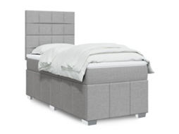 Vidaxl Cama Com Molas/colchão 90x190 Cm Tecido Cinzento-claro