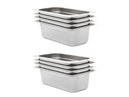 Vidaxl Recipientes Gastronorm 8 Pcs Gn 1/3 100 Mm Aço Inoxidável