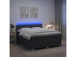 Vidaxl Cama Box Spring Com Colchão E Led Cinzento-escuro 140 X 200 Cm