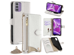 Capa De Celular De Couro Com Corrente Transversal Estilo Rabo De Peixe E Lichia Para Nokia G42 / G310