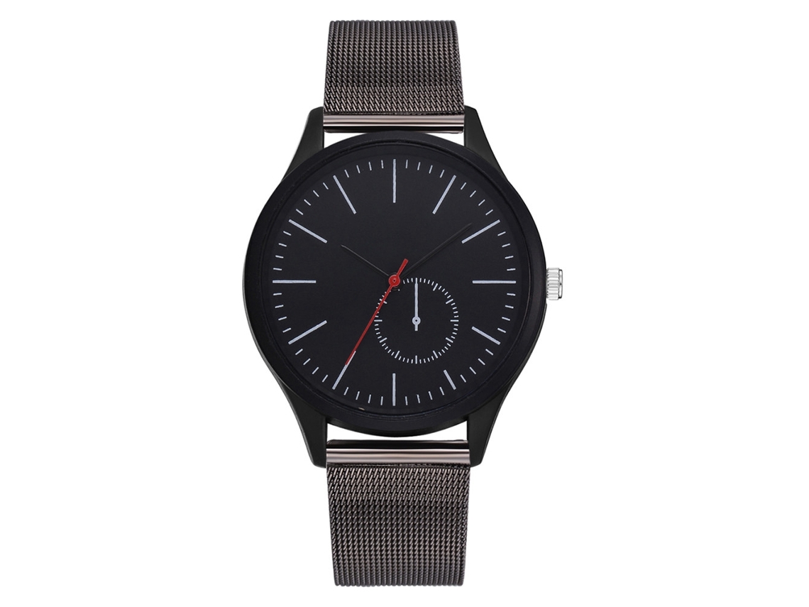 Relógio de pulso casual simples com mecanismo de quartzo, pulseira de aço inoxidável e resistência à água de 3 ATM, para homens e mulheres.