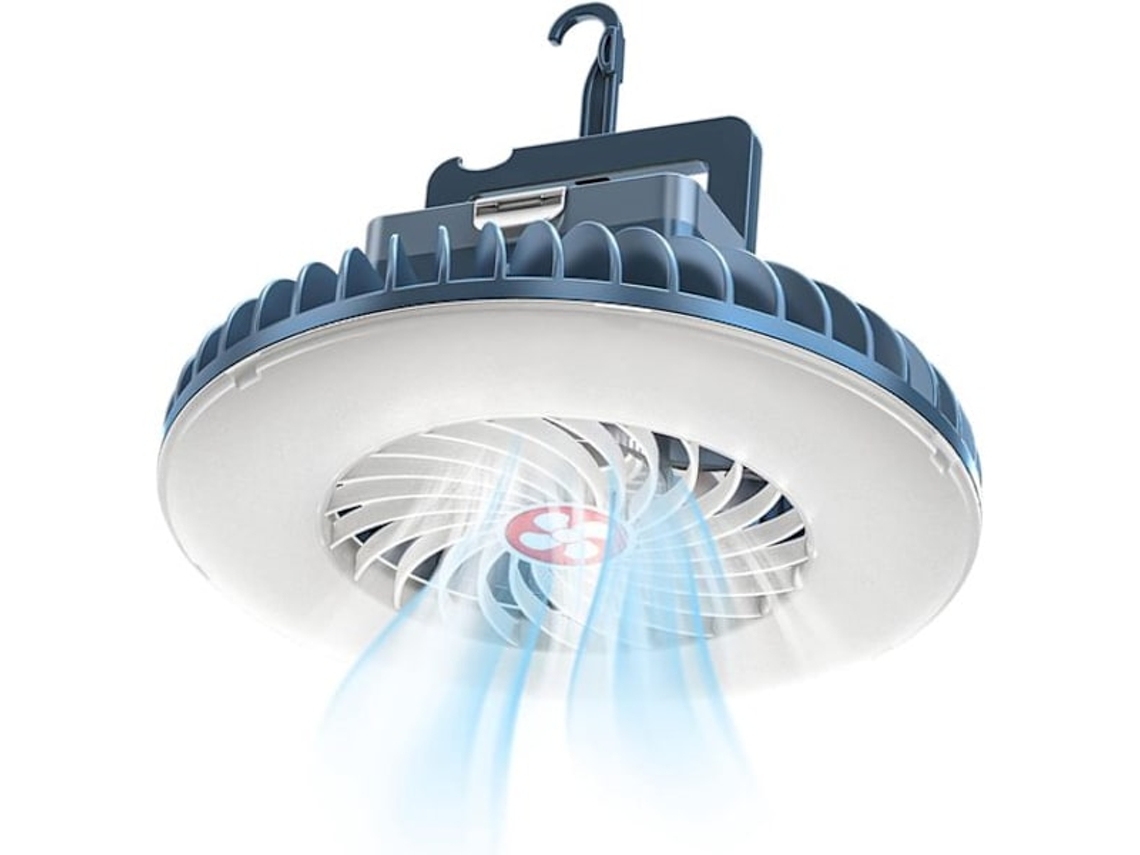Lâmpada De Acampamento Led Com Ventilador, Recarregável Via Usb, Ventilador De Acampamento Com Lâmpada