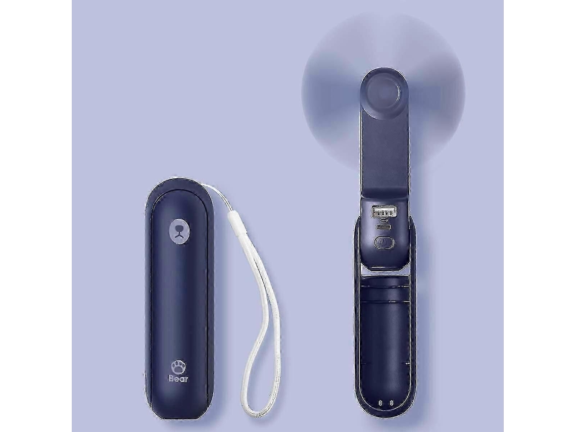 Ventilador De Bolso Portátil, Mini Mão, Alimentado Por Bateria Com Duração 14 A 21 Horas, Dobrável Recarregável Via U