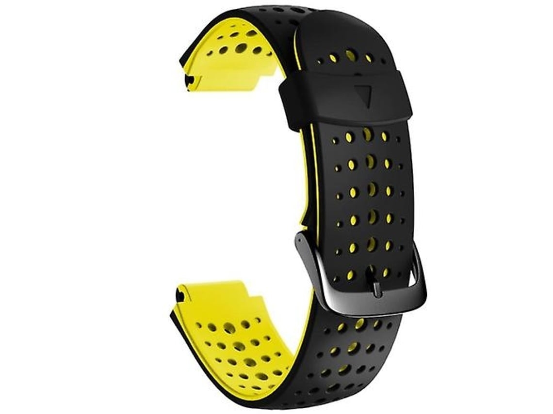 Pulseira De Relógio Lurelia Para Garmin Forerunner 220 Em Silicone Bicolor Preto Amarelo