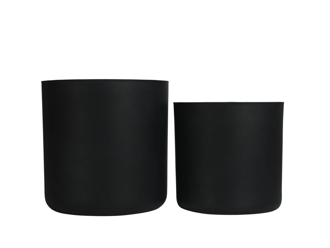 Conjunto de Vasos de Concreto Redondos Artesanais para Jardim,2 Tamanhos com Furos de Drenagem,preto 34x32cm e 40x40cm ORBITRA COMMERCE