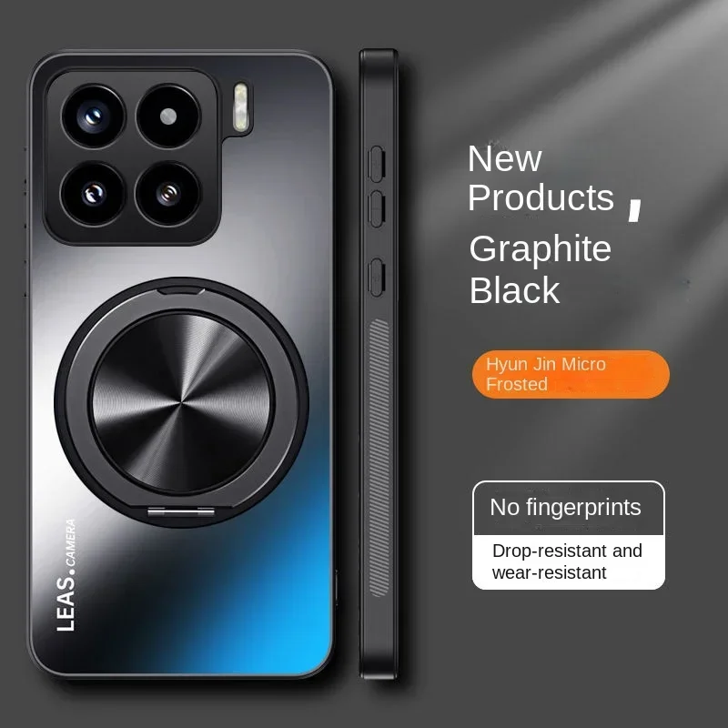 (preto, Xiaomi 17t Pro) Capa Fosca Com Suporte De Anel Magnético 360° E Traseira Rígida Resistente A Impactos
