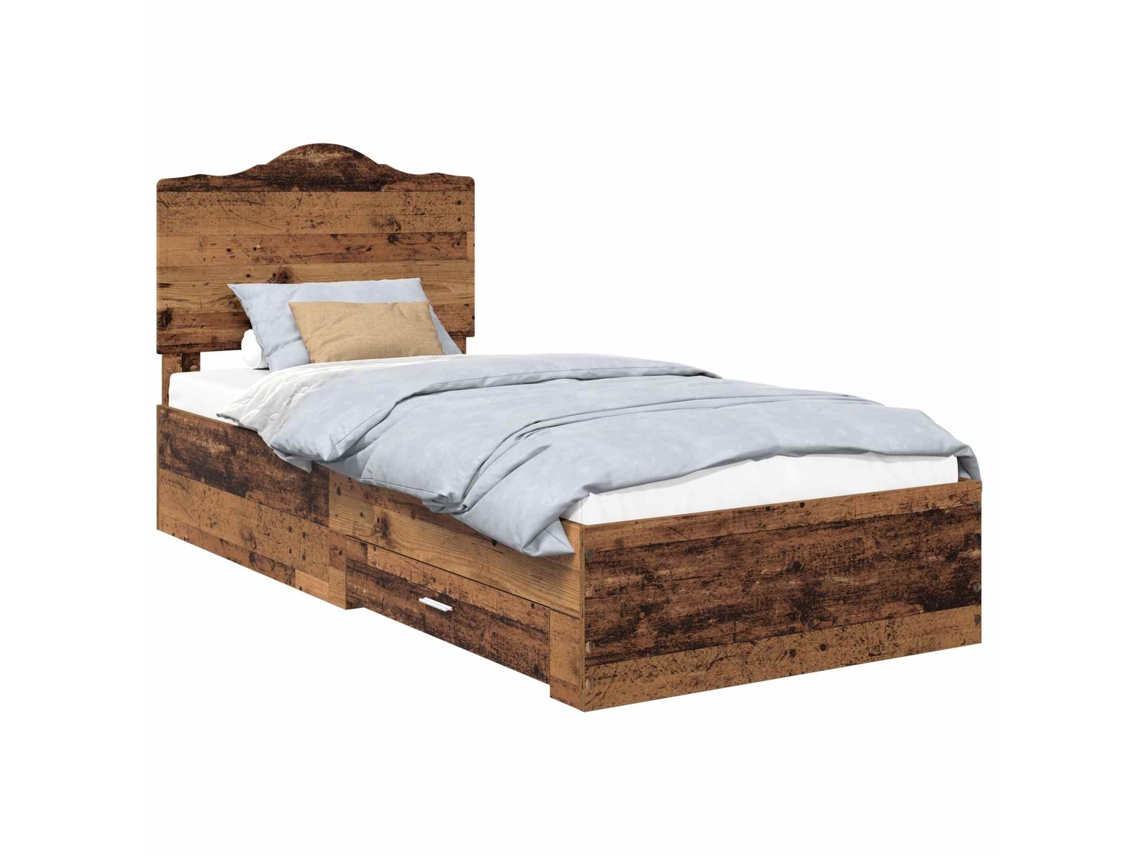 Estrutura da Cama com Cabeceira em Madeira Antiga 100x200 cm MAISON EXCLUSIVE