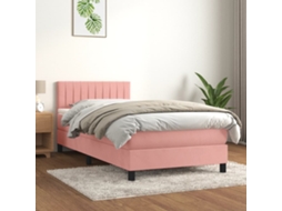Vidaxl Cama com Molas/colchão 90x190 Cm Veludo Rosa