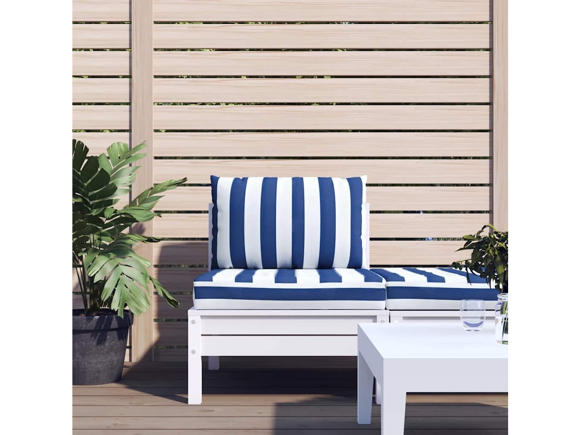 Vidaxl Almofadões P/ Paletes 2 Pcs Tecido Oxford Riscas Azul/branco