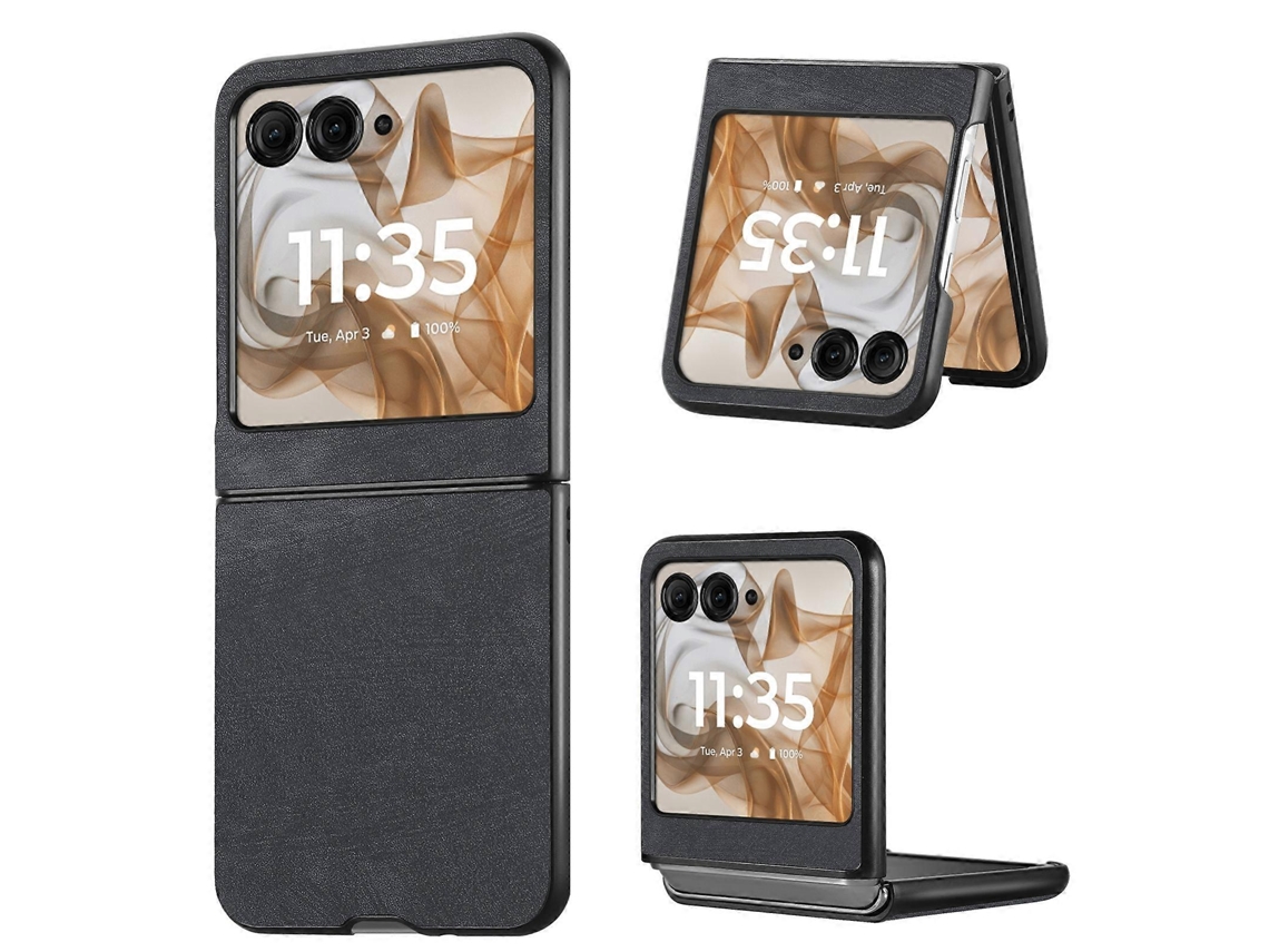 Capa Traseira Vintage Em Couro E Policarbonato Para Celular Motorola Razr 50 Ultra
