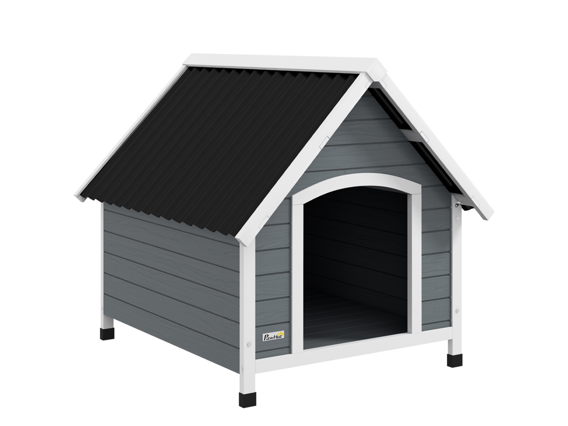 Cama de Madeira para Cães ao Ar Livre com Piso Removível 84x99x87cm Cinza S/MARCA