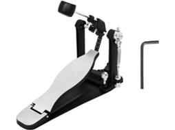 Pedal De Bumbo Ajustável Com Corrente Dupla, Base Antiderrapante, Acessório Para Bateria Com Textura Metálica.
