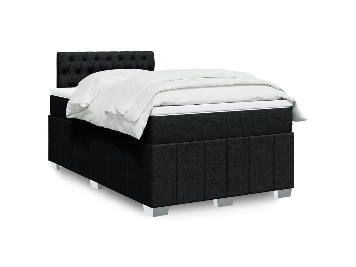 Vidaxl Cama Boxspring Com Colchão 120x190 Cm Tecido Preto