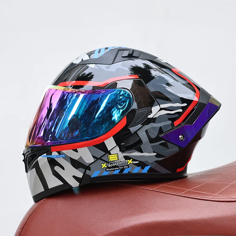 (m) Capacete Modular Unissex Com Lente Dupla, Certificado Dot, Material Abs