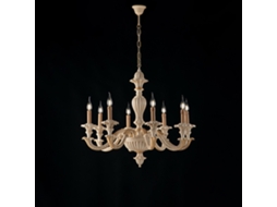Leonardo - Lustre Em Madeira Marfim E Folha De Ouro 8 Luzes 130 - Ø80 - Bl180-8-av