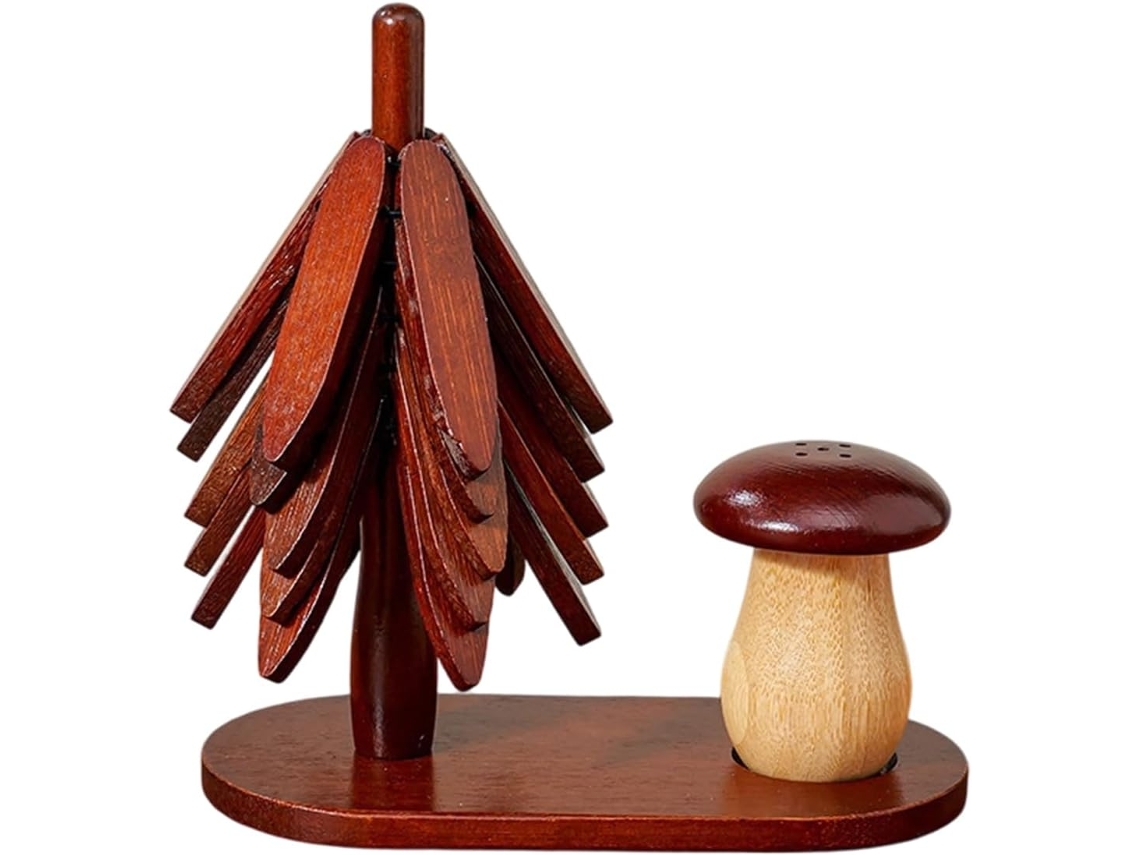 Conjunto De Jogo Americano Árvore Natal Madeira, E
