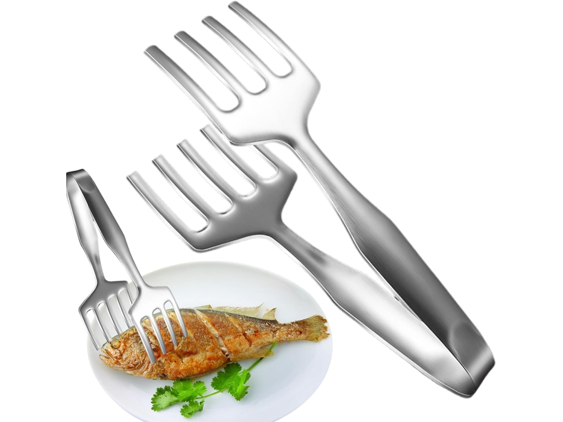 Pinça De Cozinha Aço Inoxidável Para Peixe Resistente Ao Calor Com Cabo Antiderrapante Versátil Uso Doméstico, Camping