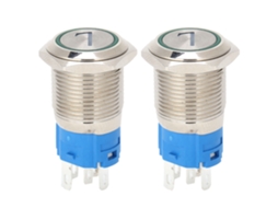 Interruptor De Botão De Pressão De Aço Inoxidável 5 Pinos 16mm Com Luz E Auto-reset 7-12vdc Verde 2pcs