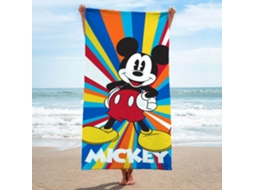 Toalha de Praia com Estampa do Mickey Mouse e Raios de Sol nas Cores Verde, Azul, Vermelha e Amarela BRILVIBERA