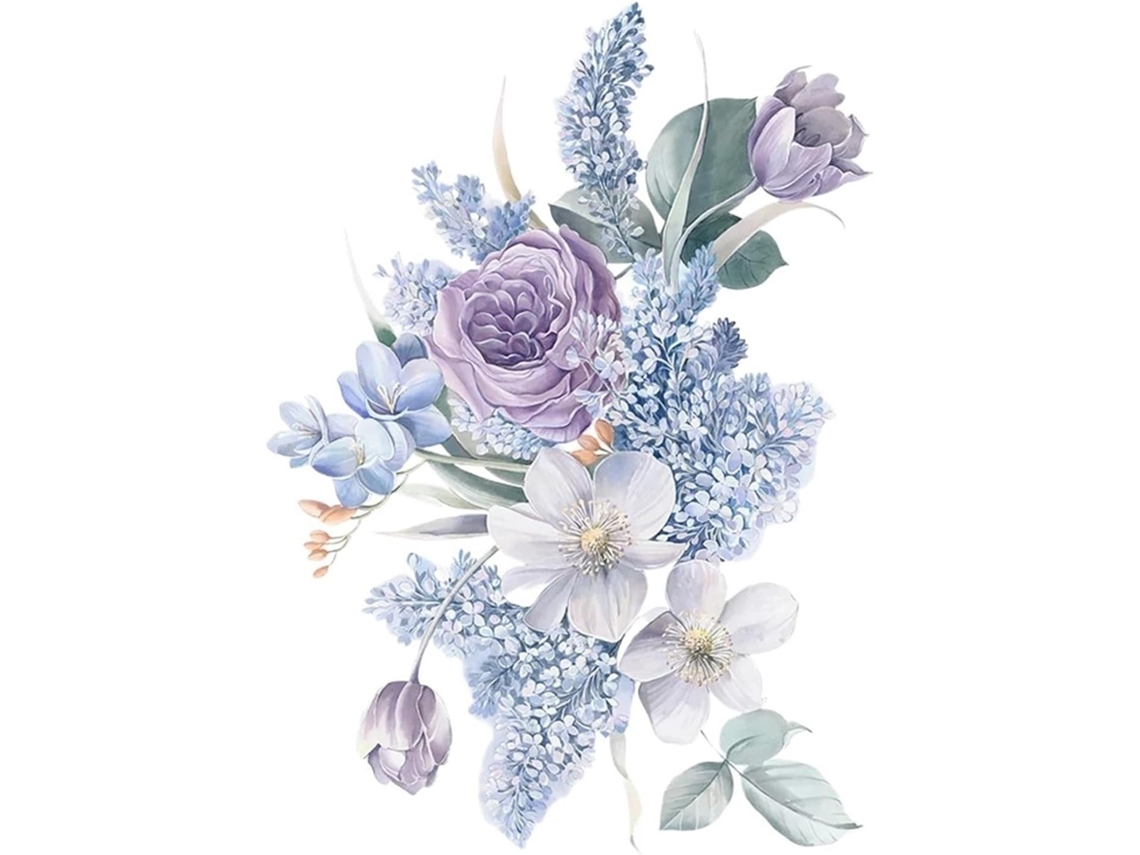 Adesivos De Parede Com Flores Roxas Para Decoração De Casa, Sala De Estar E Quarto. Efeito Aquarela, Autoadesivos.