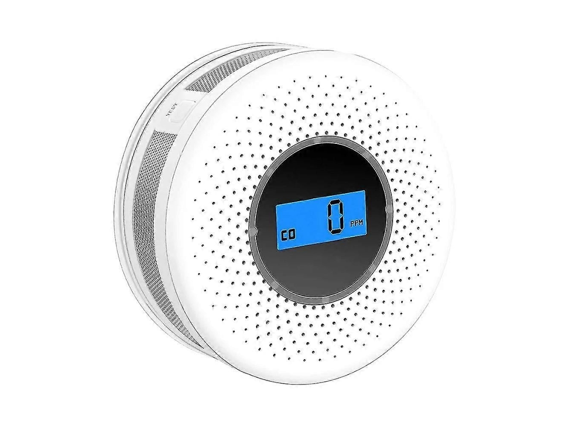 Lurelia Detector De Fumo E Co, Com Visor Lcd, Alarme Sonoro, Alimentado Por Bateria, Branco