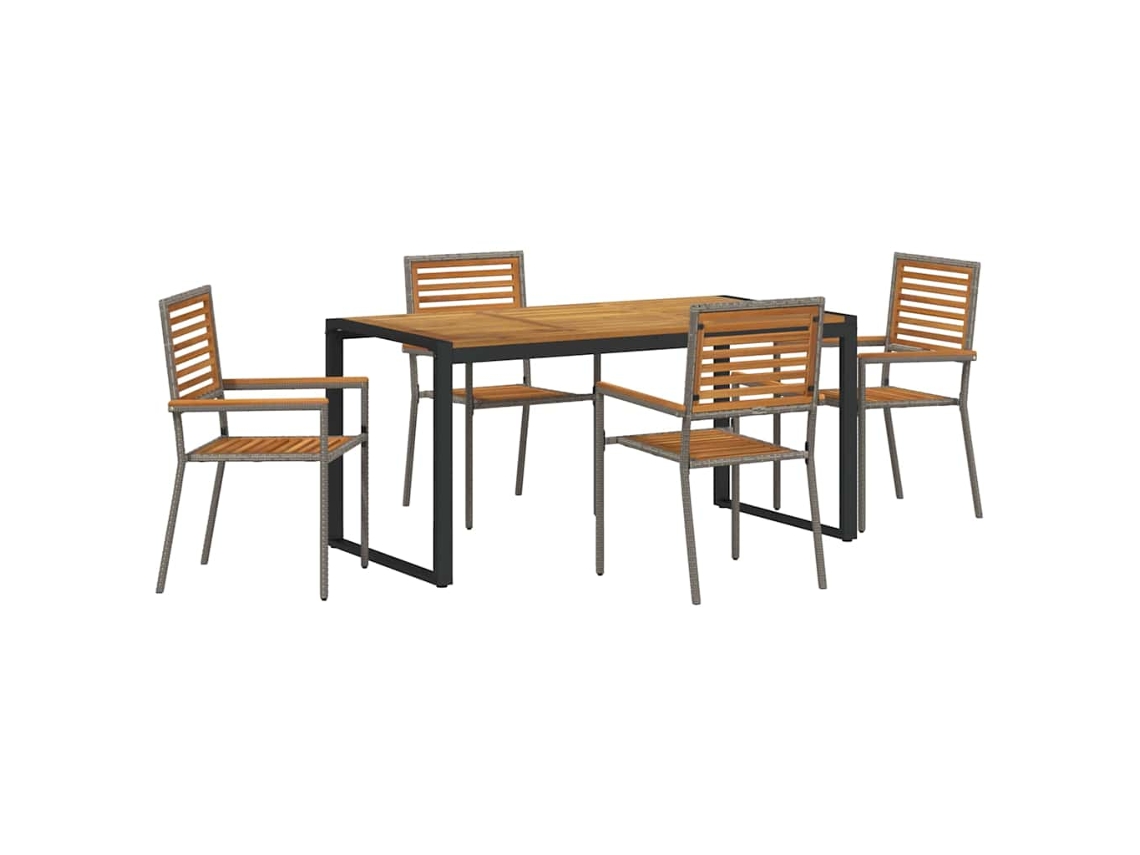 Maison Exclusive - Conjunto De Jantar Para Jardim 5 Pcs Cinza E Marrom Vime Pe