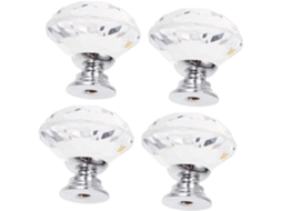 Doitool Conjunto De 4-puxadores Decorativos Vidro Cristal Para Armários, Gavetas E Portas De Cozinha Com Furo Único