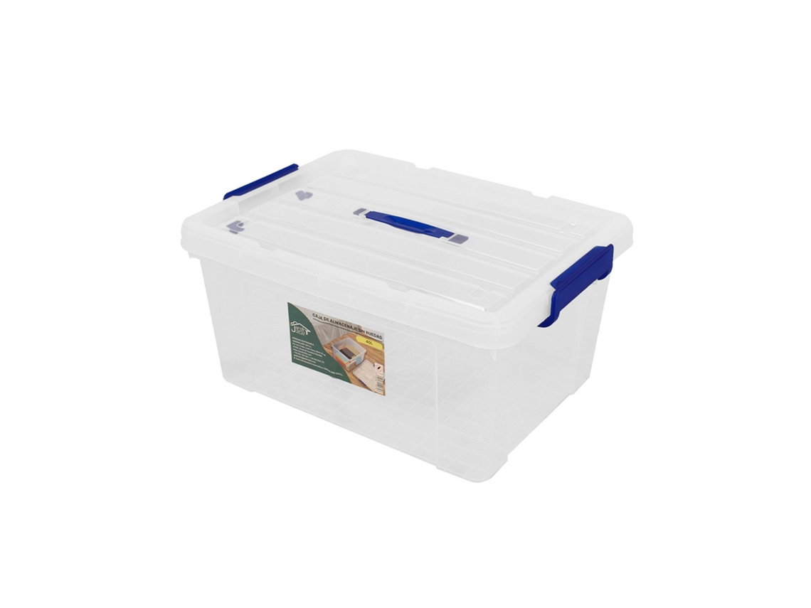 Cajas De Almacenaje Ordenación De Plástico Transparentes Con Tapa Azul | Con Y Sin Ruedas | Ropa, Libro, | Juguestes 40l Pack 6 Uds