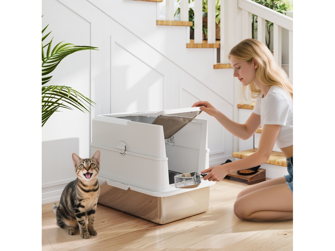 Banheiro para Gatos, Aço Inoxidável, Caixa Sanitária, 60,2x40,2x43,7cm | S/MARCA