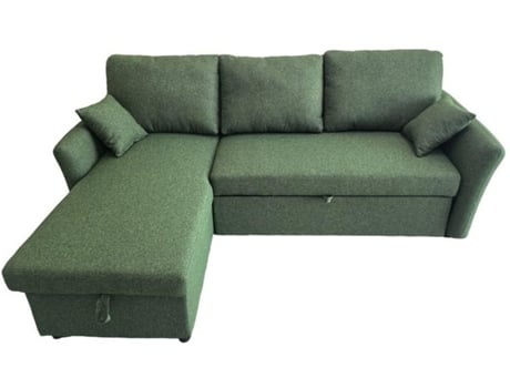 Sofá Cama Chaise Longue ROMEO 215 x 135 cm - Verde