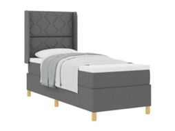Cama Box com Colchão Cinza Escuro 80 X 200 Cm Tecido MAISON EXCLUSIVE