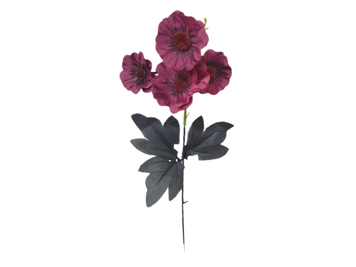 Pano de Papoila e Samambaia em Malha de Ferro, 49cm, Vermelho Rosa LAXISCREED