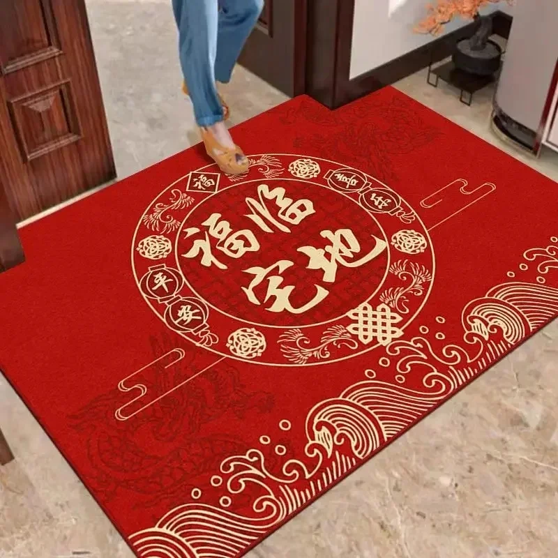 Tapete Decorativo Para O Ano Novo Chinês (estilo 1, 50x80cm) Com Estampa De Palavras Auspiciosas. Capacho Para Porta.
