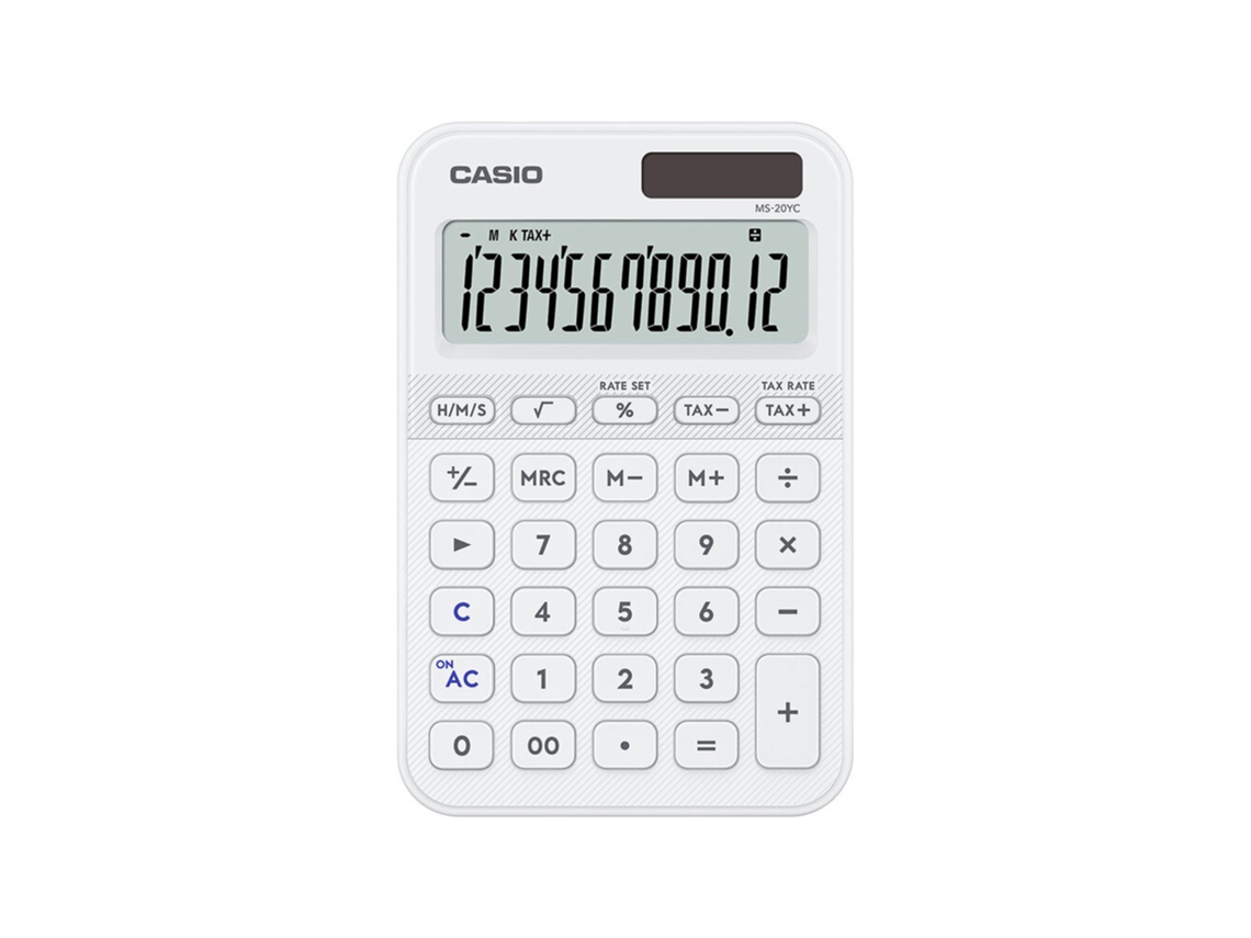 Calculadora de Secretária  CASIO My Style Ms-20yc, 12 Dígitos, Branco