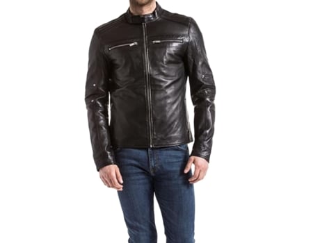 Casaco De Homem Blue Wellford Piloto Wellford Idannus Pele Preto (xl)