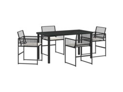 Conjunto de Jantar para Jardim 5 Pcs - Móveis de Jardim para Refeição Preto Aço Revestido a Pó HARLANV1