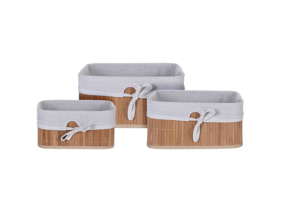 Cestas bambu tela 26 + 21+ 14 cm lote 3
